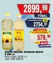 Maxiconsumo Molto - aceite girasol marolio- x 900 cc oferta