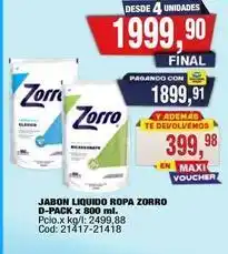 Maxiconsumo Zorro - jabon liquido ropa oferta