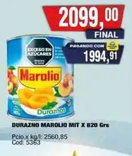 Maxiconsumo Marolio - durazno mit x 820 grs oferta