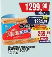 Maxiconsumo Media tarde - galletitas media tarde sandwich x 321 gr oferta