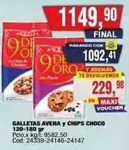 Maxiconsumo 9 de oro - galletas 9 de oro avena y chips choco oferta