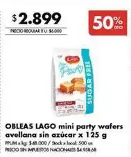 Disco Obleas mini party wafers avellana sin azúcar oferta