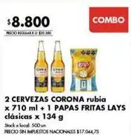 Disco Cervezas rubia x 710 ml + papas fritas clásicas x 134 g oferta