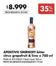 Disco Smirnoff - aperitivo smirnoff bitter citrus grapefruit & lime oferta