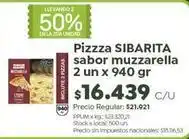 Jumbo Sibarita - pizzza sibarita sabor muzzarella 2 un x 940 gr oferta