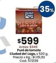 Coto Ciudad del lago - pur09999 de tomates libre de gluten oferta