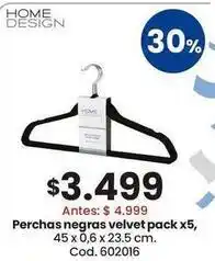 Coto Velvet - perchas negras velvet pack x5, cod. 602016 oferta