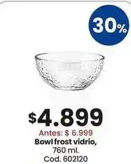 Coto Bowl frost vidrio, 760 ml. cod. 602120 oferta