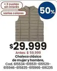 Coto Chaleco clásico de mujer y hombre, cod. 615534-615531-615529-615946-615835-615966-616235 oferta
