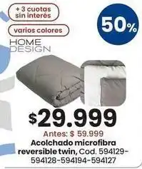 Coto Acolchado microfibra reversible twin, cod. 594129-594128-594194-594127 oferta