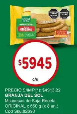 Supermercados Yaguar Granja del sol milanesas de soja receta original oferta