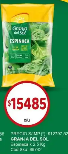 Supermercados Yaguar Granja del Sol espinaca oferta
