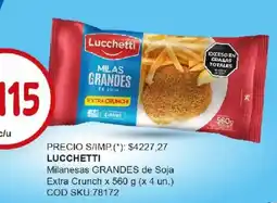 Supermercados Yaguar Lucchetti milanesas grandes de soja extra crunch oferta