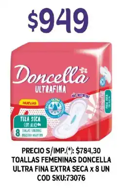 Supermercados Yaguar Doncella toallas femeninas ultra fina extra seca oferta