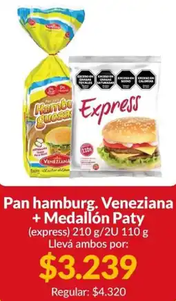 Supermercados Aiello Veneziana pan hamburguesa + medallón paty oferta