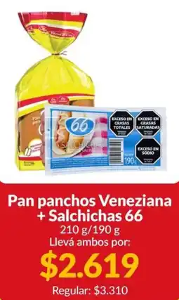 Supermercados Aiello Pan panchos Veneziana + Salchichas 66 oferta