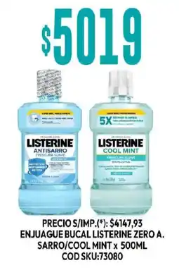 Supermercados Yaguar Listerine enjuague bucal listerine zero a. sarro/cool mint oferta