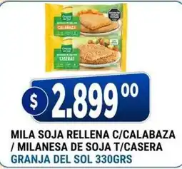 Supermercados Mayor Granja del sol mila soja rellena c/calabaza / milanesa de soja t/casera oferta