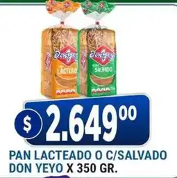 Supermercados Mayor Don yeyo pan lacteado o c/salvado oferta