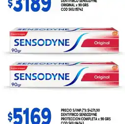 Supermercados Yaguar Sensodyne dentífrico original oferta