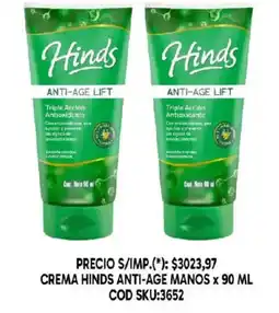 Supermercados Yaguar Hinds crema anti-age manos oferta