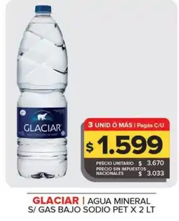 Carrefour Maxi Glaciar agua mineral s/ gas bajo sodio pet oferta