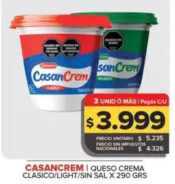 Carrefour Maxi Casancrem queso crema clasico/light/sin sal oferta