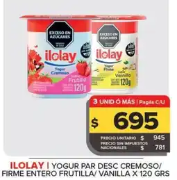 Carrefour Maxi Ilolay yogur par desc cremoso firme entero frutilla vanilla oferta