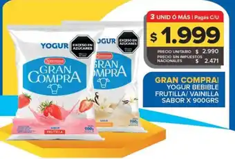 Carrefour Maxi Gran compra yogur bebible frutilla vainilla oferta
