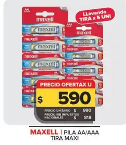 Carrefour Maxi Maxell pila aa/aaa tira maxi oferta