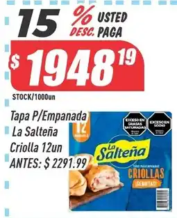 Supermercados Comodin La saltena tapa p/empanada criolla 12un oferta