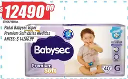 Supermercados Comodin Babysec pañal hiper premium soft varias medidas oferta