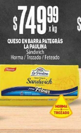 Makro Queso en barra pategrás la paulina kg oferta