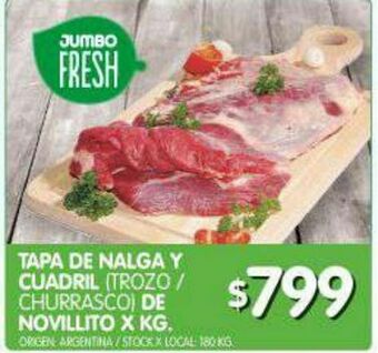 Jumbo Tapa de nalga y cuadril de novillito x kg oferta