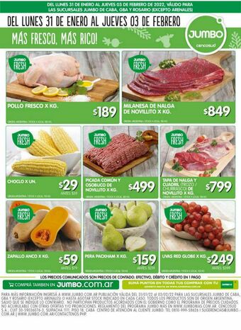 Jumbo Pollo fresco x kg oferta