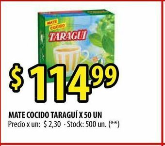 Punto Mayorista Mate cocido taraguí x 50 un oferta