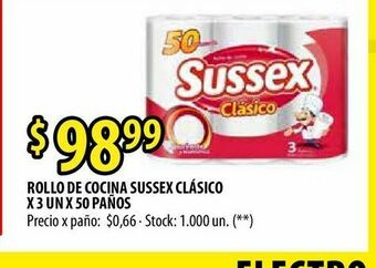 Punto Mayorista Rollo de cocina sussex clásico x 3 un x 50 paños oferta