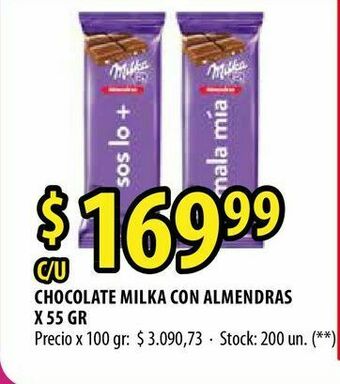 Punto Mayorista Chocolate milka con almendras x 55 gr oferta