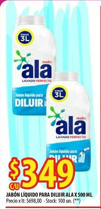 Punto Mayorista Jabón líquido para diluir ala x 500 ml oferta