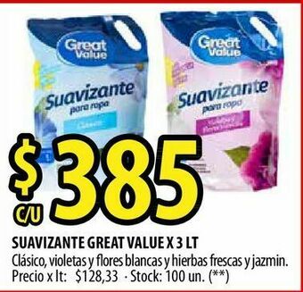 Suavizante great value x 3 lt