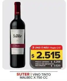 Carrefour Maxi Suter - vino tinto malbec oferta