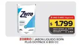 Carrefour Maxi Zorro - jabon liquido ropa plus doypack oferta