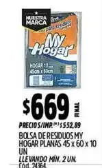 Supermercados Yaguar My hogar - bolsa de residuos my hogar planas 60 x 10 un cód. 24034 oferta