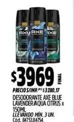 Supermercados Yaguar Axe - desodorante blue lavender/aqua citrus oferta