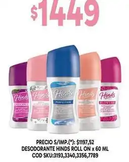 Supermercados Yaguar Hinds - desodorante hinds roll on x 60 ml oferta