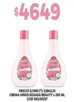 Supermercados Yaguar Hinds - crema rosada beauty x 250 ml oferta