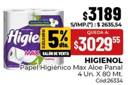 Diarco Higienol papel higiénico max aloe panal oferta