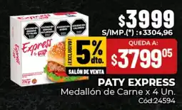 Diarco Paty express medallón de carne oferta