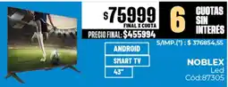 Diarco Noblex led android smart tv 43" oferta