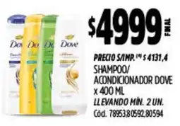 Supermercados Yaguar Dove shampoo/ acondicionador oferta